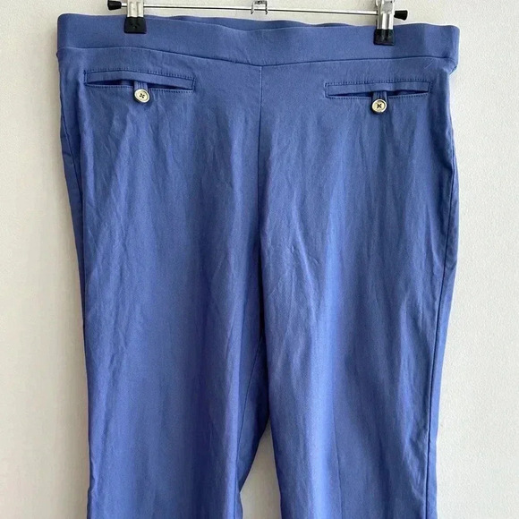 Anne Klein Blue Business Casual Stretch Ankle Pants with Gold Buttons, Size 10 - Picture 3 of 16